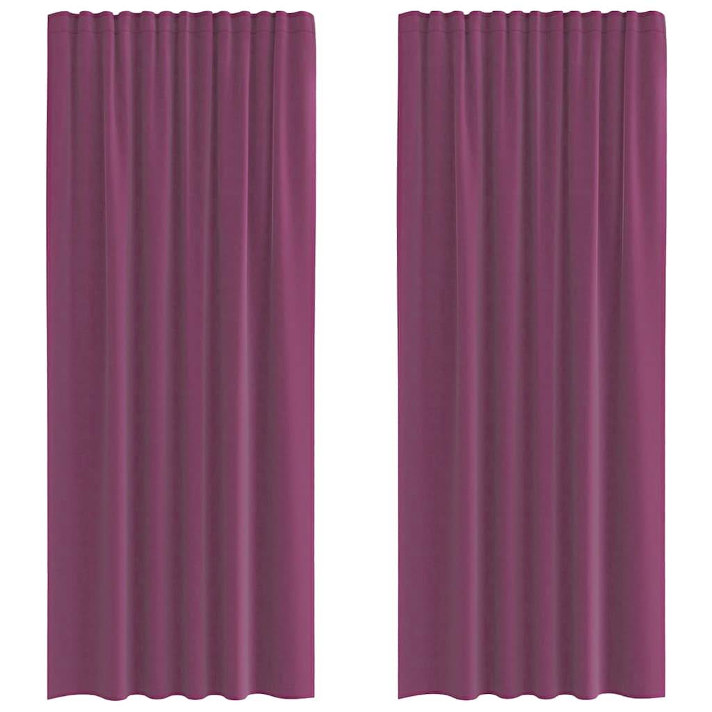 Voilegardiner med hemper 2 stk lilla 140x245 cm