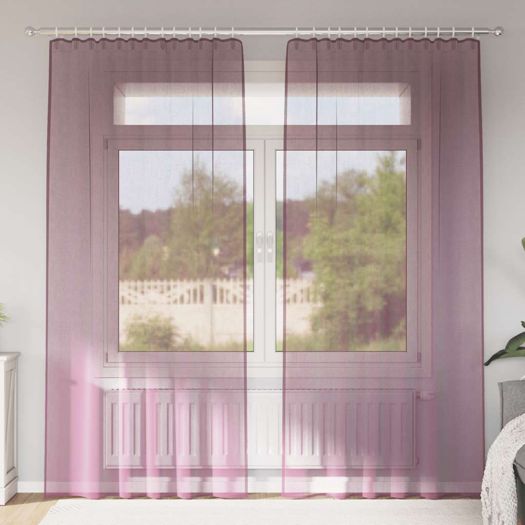Voilegardiner med hemper 2 stk lilla 140x245 cm