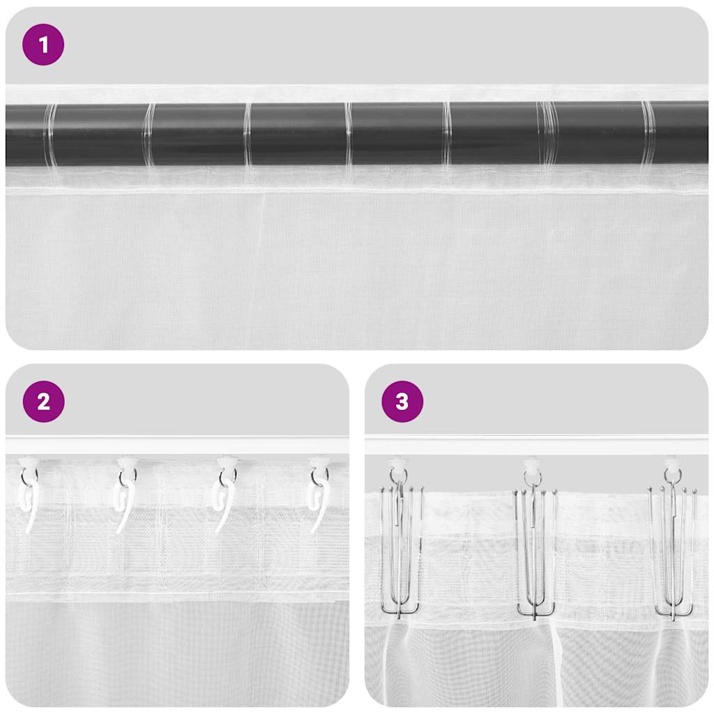 Voilegardiner med hemper 2 stk lilla 140x260 cm