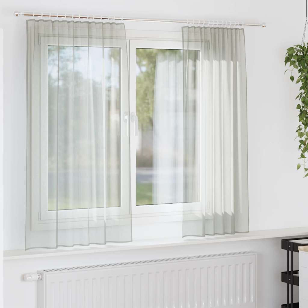 Voilegardiner med hemper 2 stk lysegrå 140x175 cm