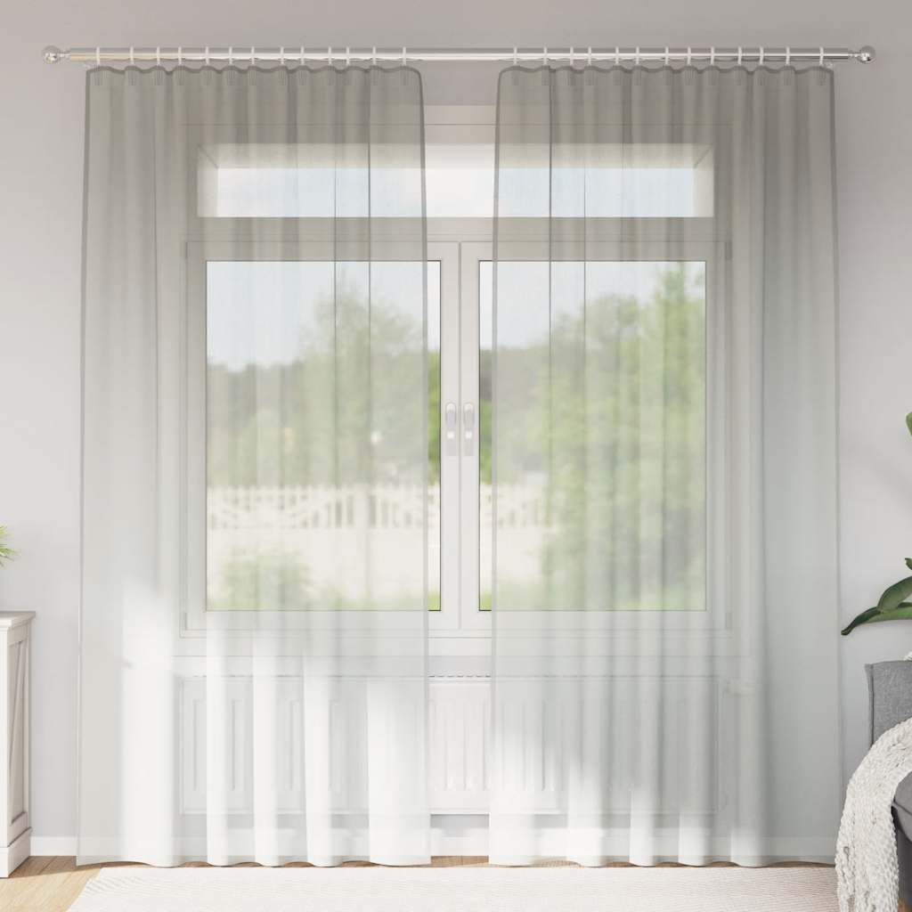 Voilegardiner med hemper 2 stk lysegrå 140x225 cm