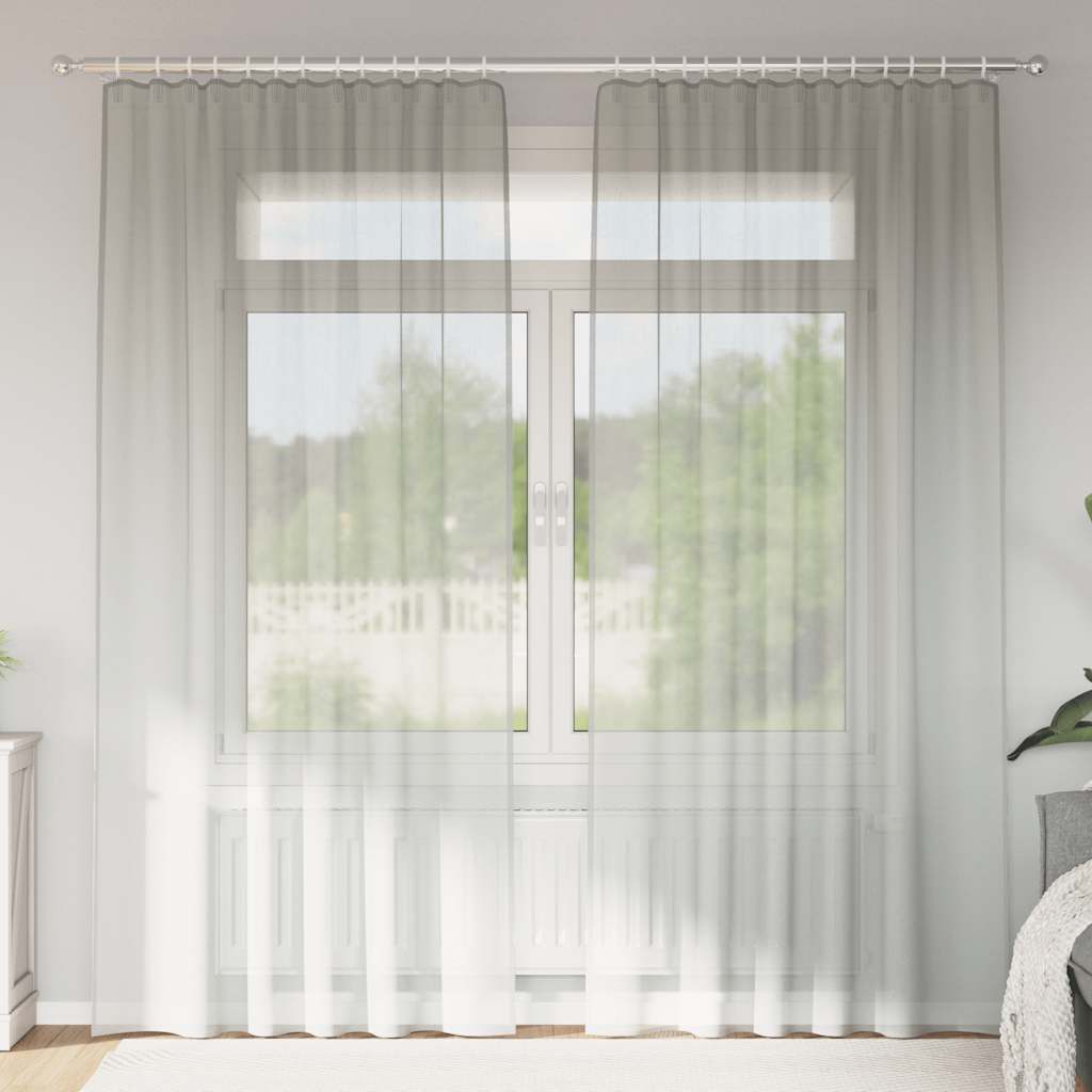 Voilegardiner med hemper 2 stk lysegrå 140x245 cm