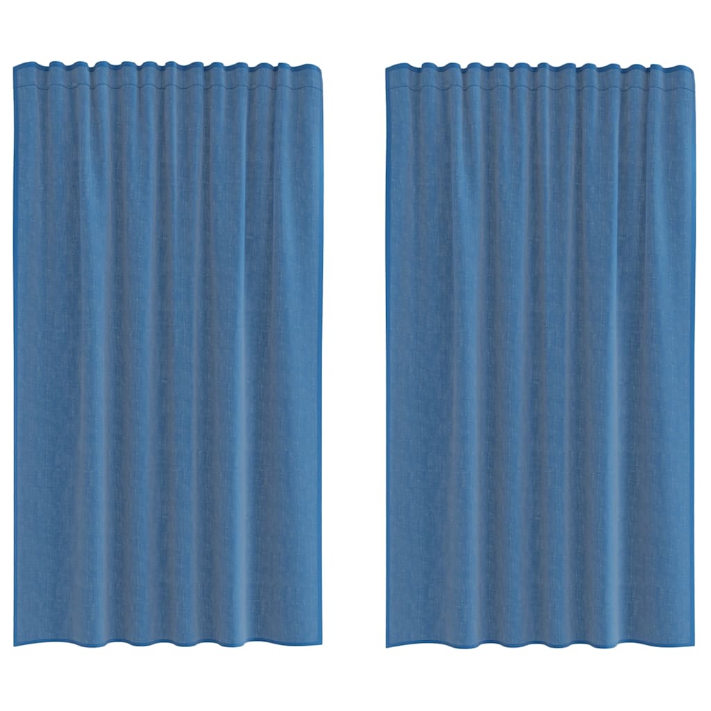 Voile gardiner med hemper 2 stk kongeblå 140x175 cm