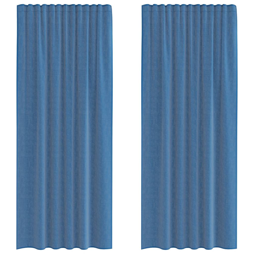 Voile gardiner med hemper 2 stk kongeblå 140x245 cm