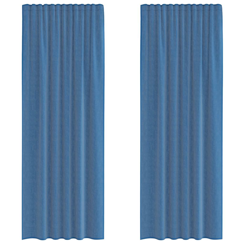 Voilegardiner med hemper 2 stk kongeblå 140x260 cm