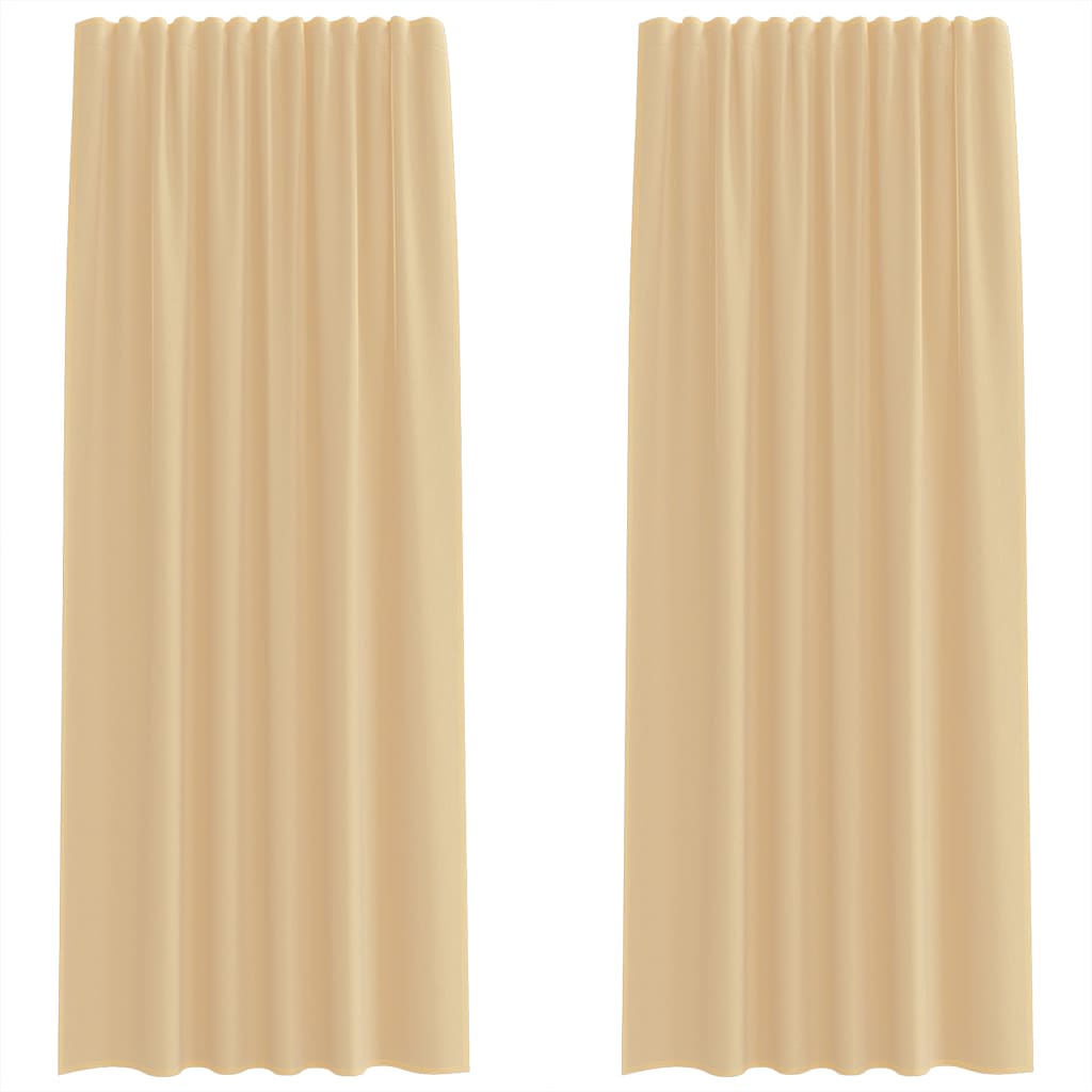 Voilegardiner med hemper 2 stk sand 140x225 cm
