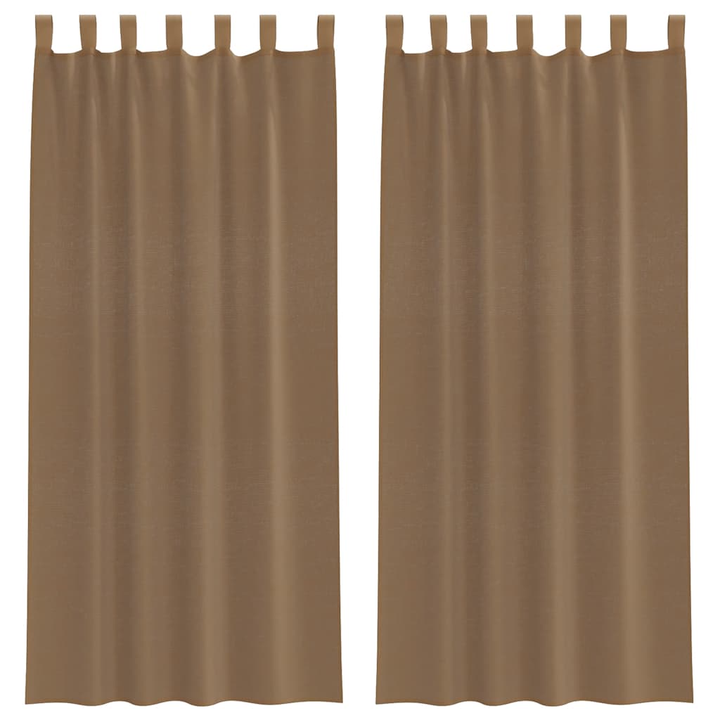 Voilegardiner med hemper 2 stk lysebrun 140x225 cm
