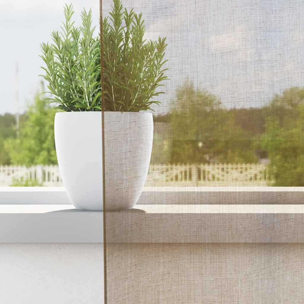 Voilegardiner med hemper 2 stk lysebrun 140x260 cm