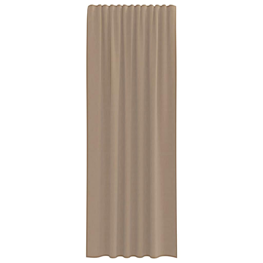 Voilegardiner med hemper 2 stk lysebrun 140x260 cm