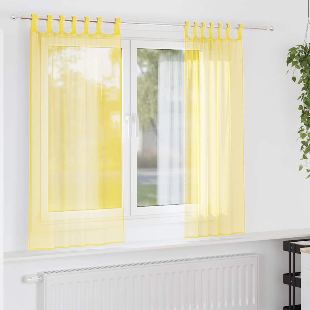 Voilegardiner med hemper 2 stk gul 140x175 cm vidaXL