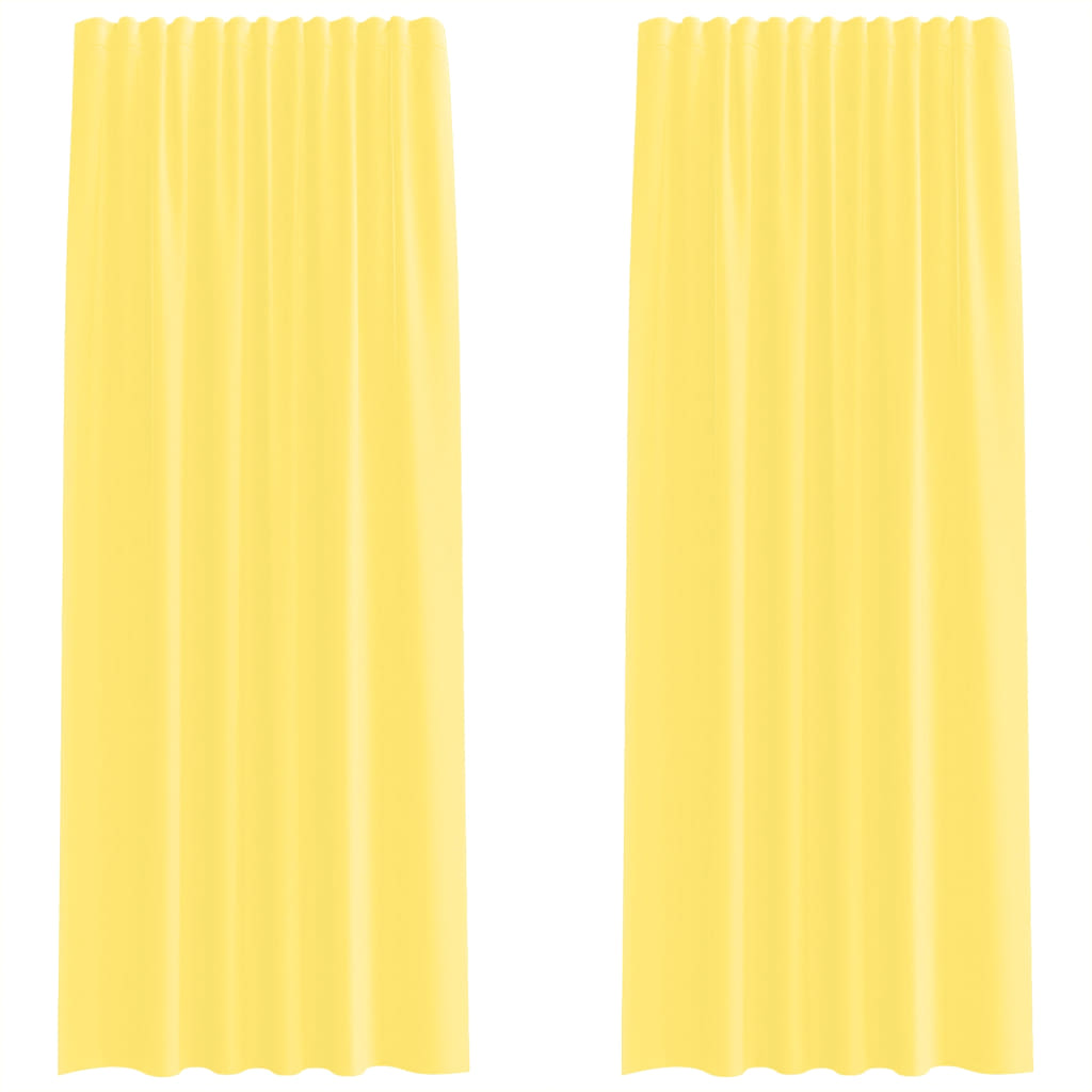 Voilegardiner med hemper 2 stk gul 140x245 cm