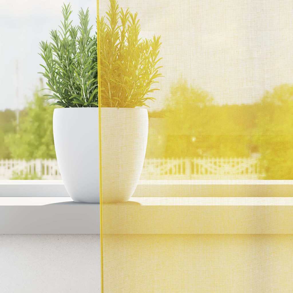 Voilegardiner med hemper 2 stk gul 140x245 cm vidaXL