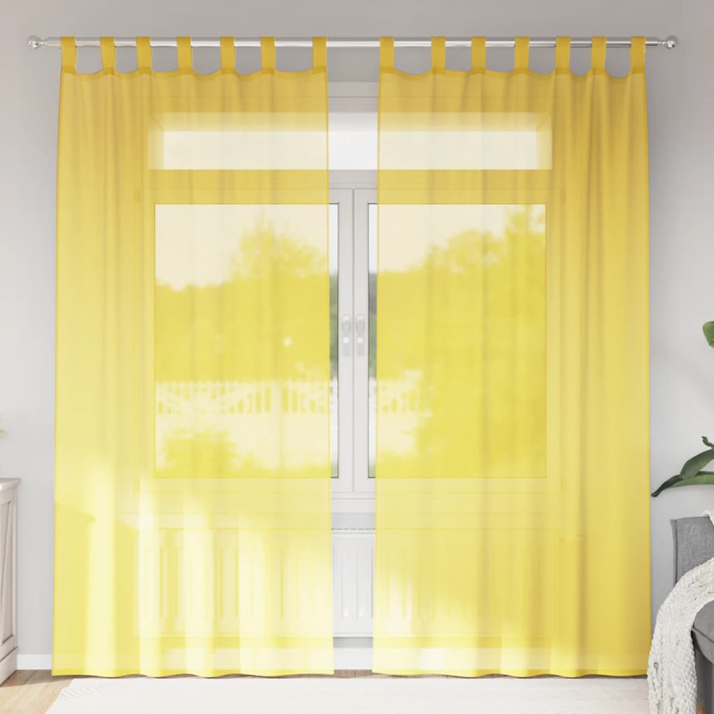 Voilegardiner med hemper 2 stk gul 140x245 cm vidaXL