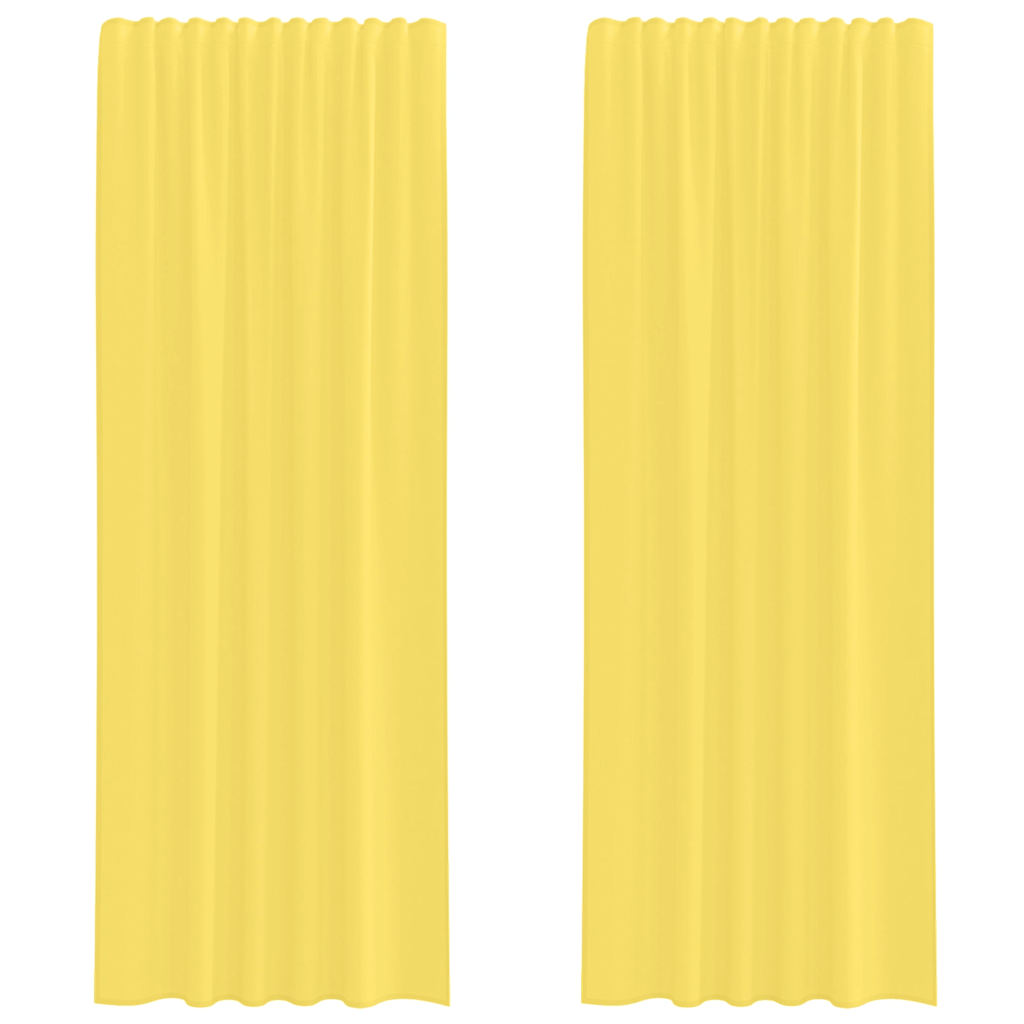 Voilegardiner med hemper 2 stk gul 140x260 cm