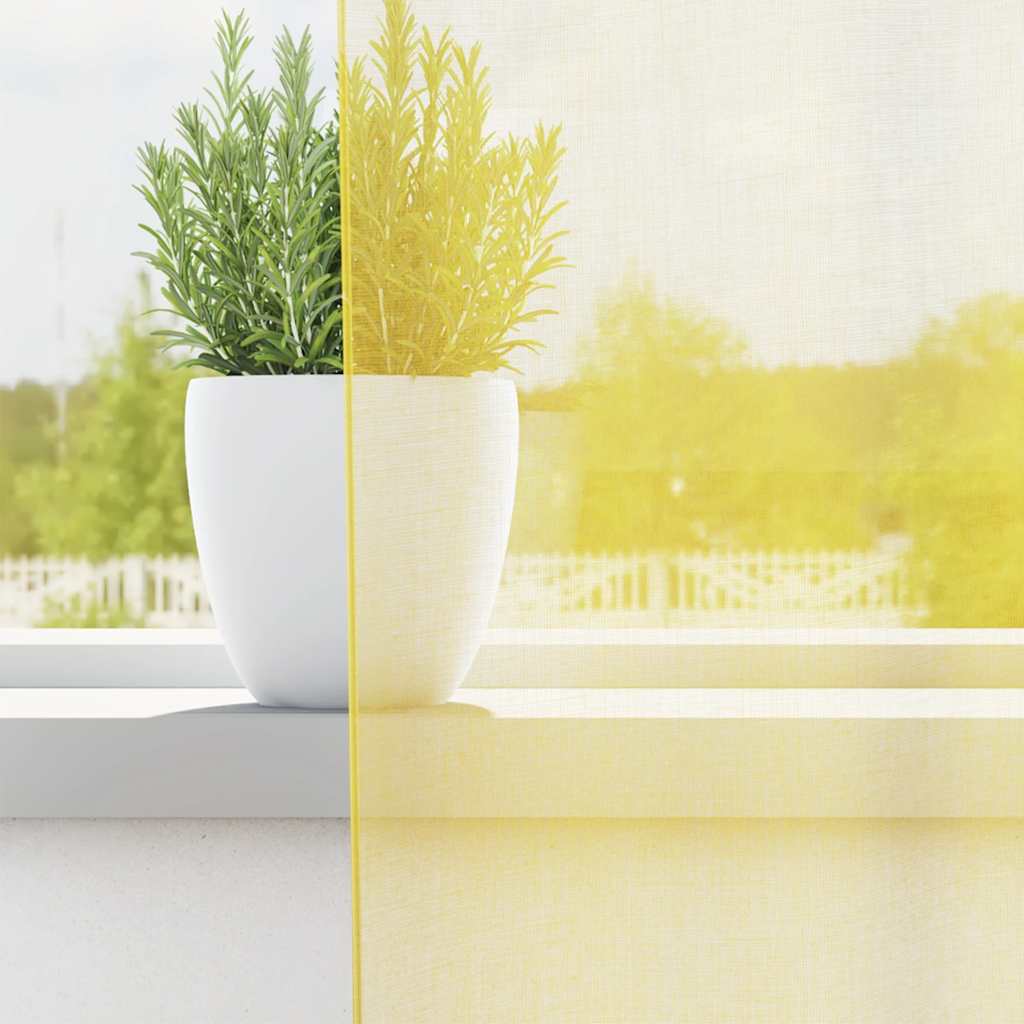 Voilegardiner med hemper 2 stk gul 140x260 cm