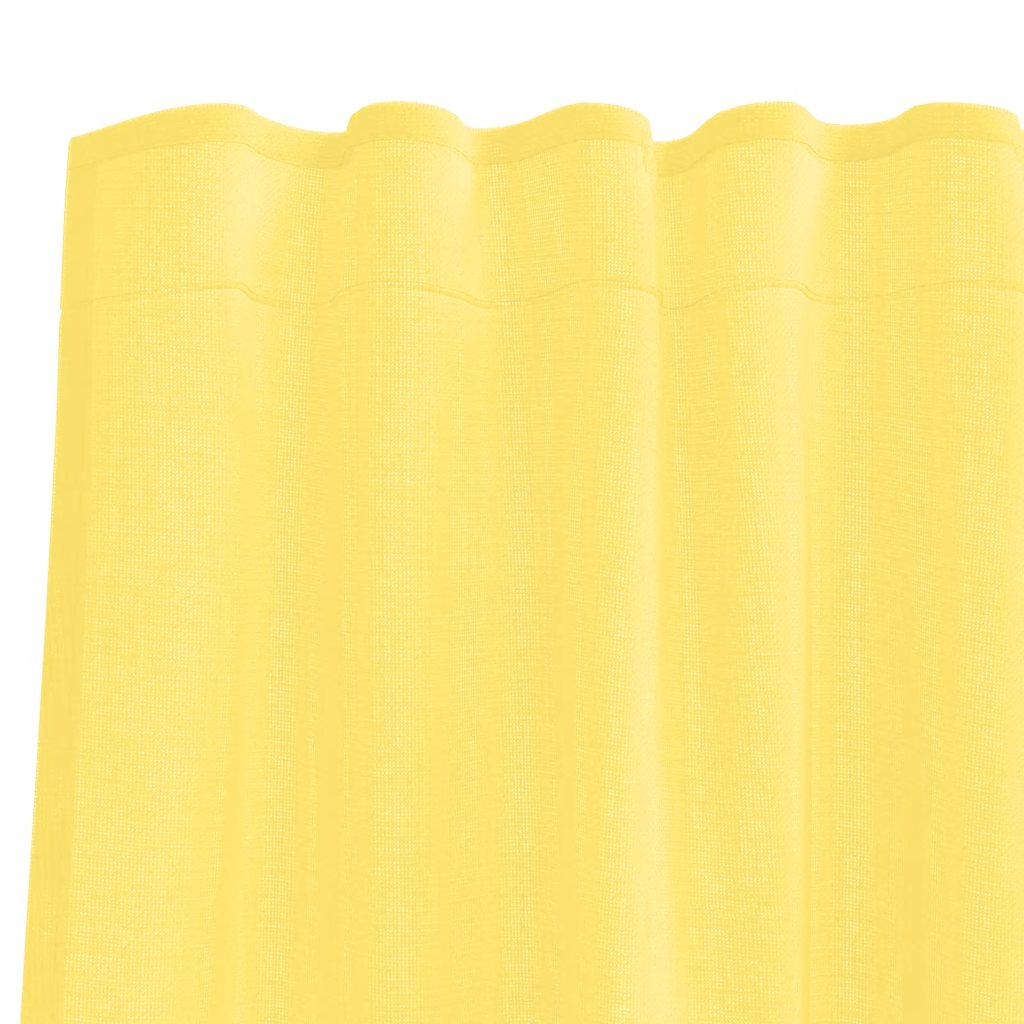 Voilegardiner med hemper 2 stk gul 140x260 cm