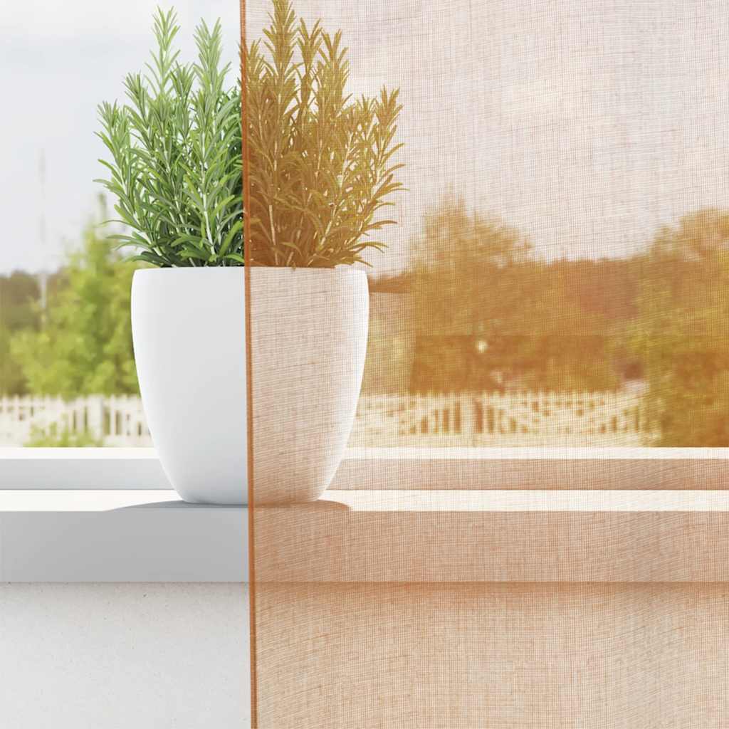Voilegardiner med hemper 2 stk terrakotta 140x140 cm