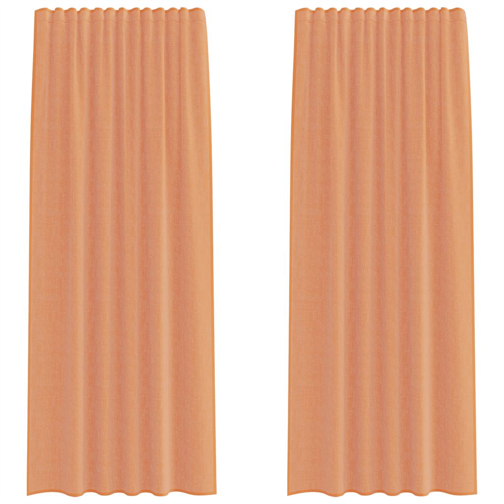 Voilegardiner med hemper 2 stk terrakotta 140x245 cm