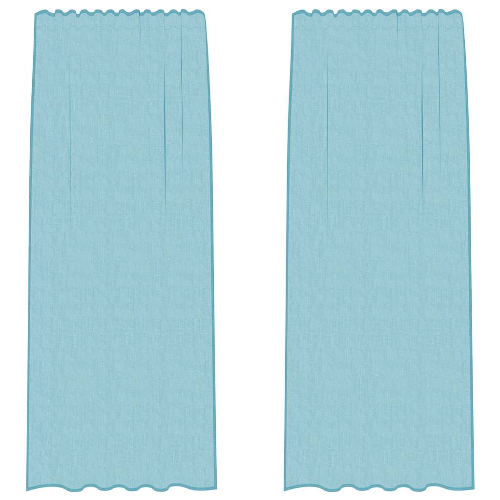 Voilegardiner med hemper 2 stk turkis 140x225 cm