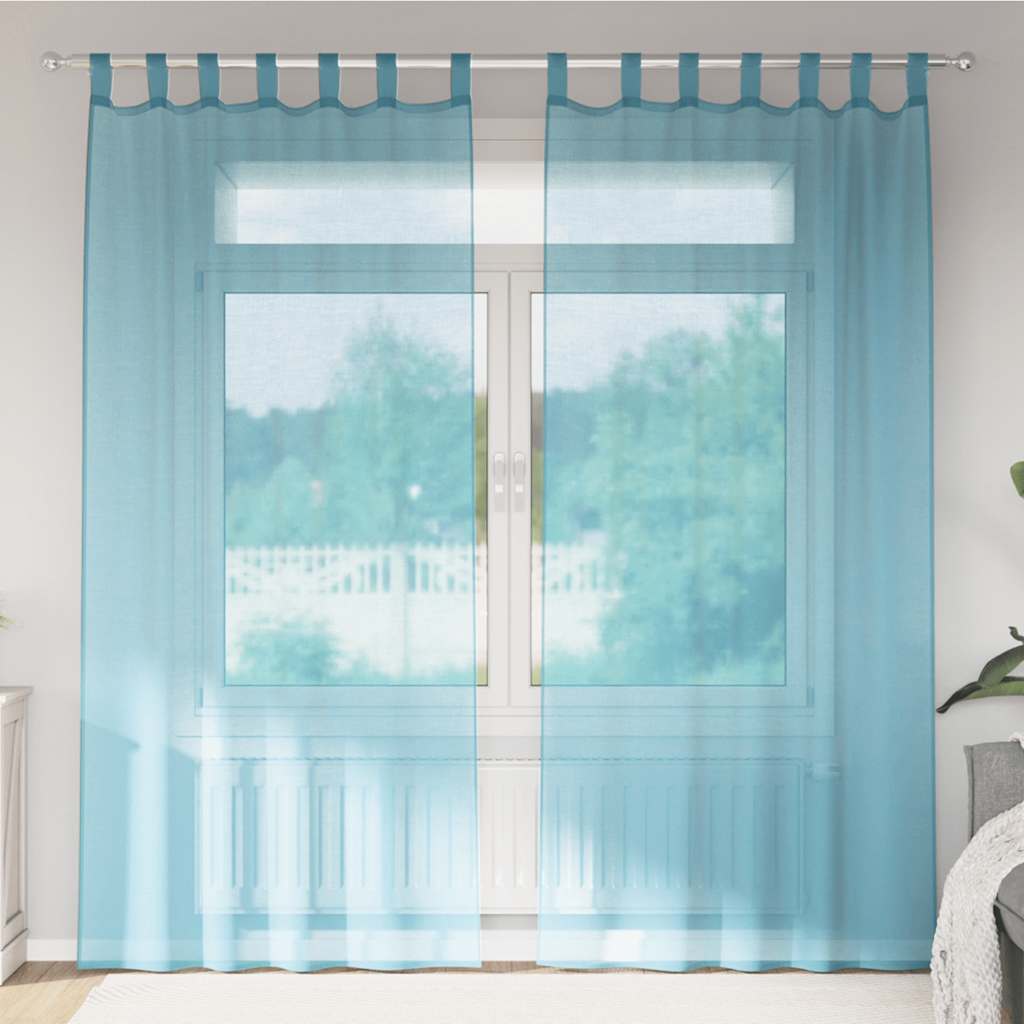Voilegardiner med hemper 2 stk turkis 140x225 cm vidaXL