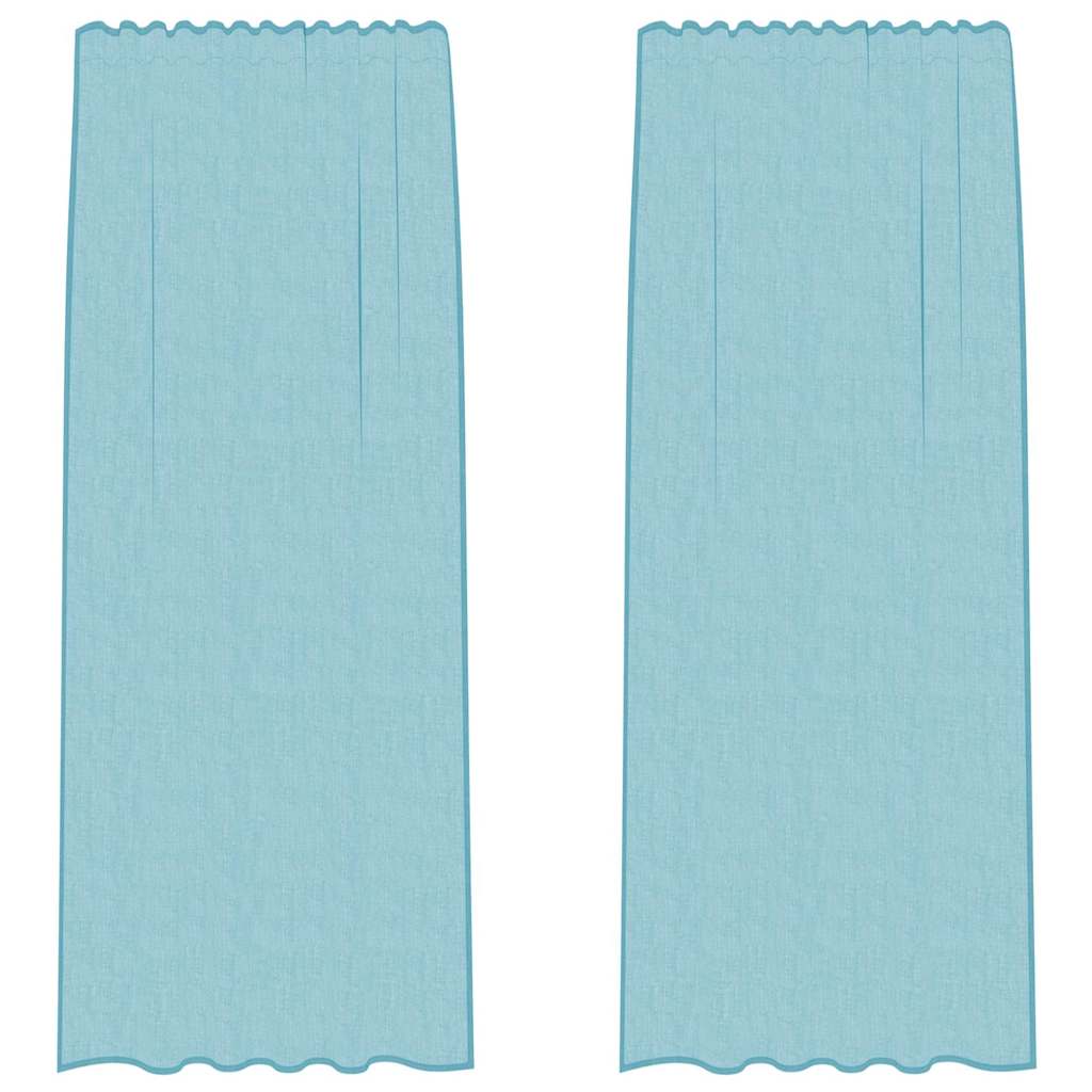 Voilegardiner med hemper 2 stk turkis 140x245 cm