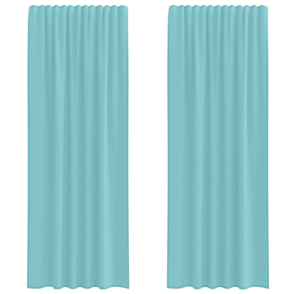 Voilegardiner med hemper 2 stk turkis 140x260 cm