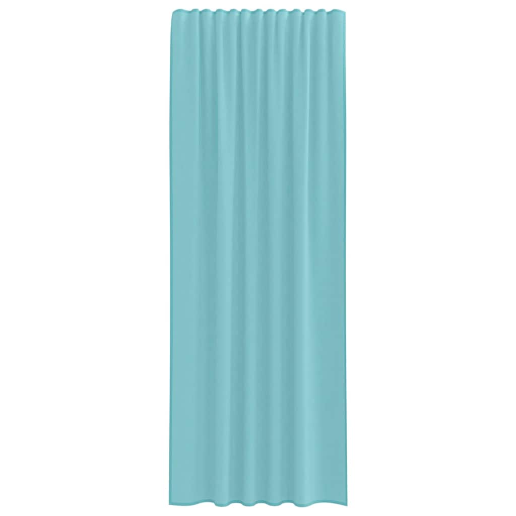 Voilegardiner med hemper 2 stk turkis 140x260 cm