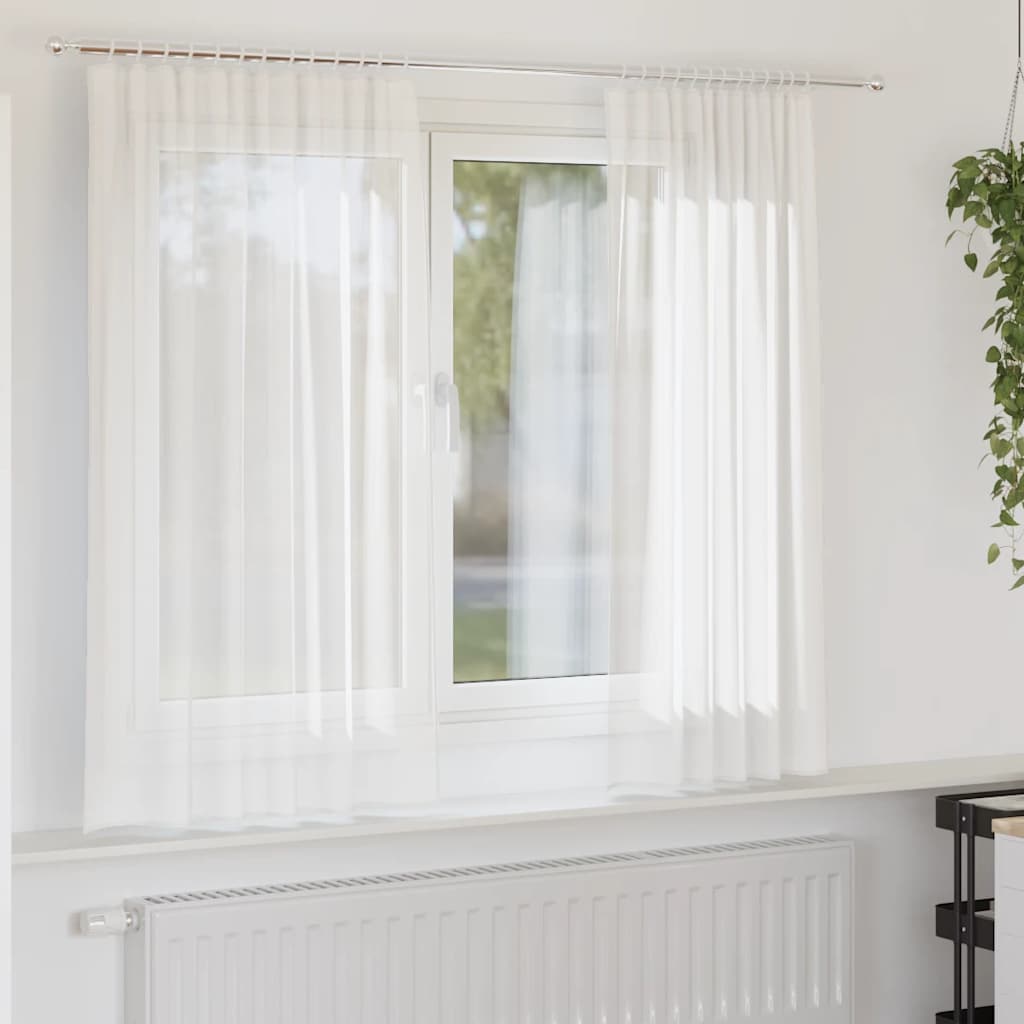 Voilegardiner med hemper 2 stk hvit 140x140 cm