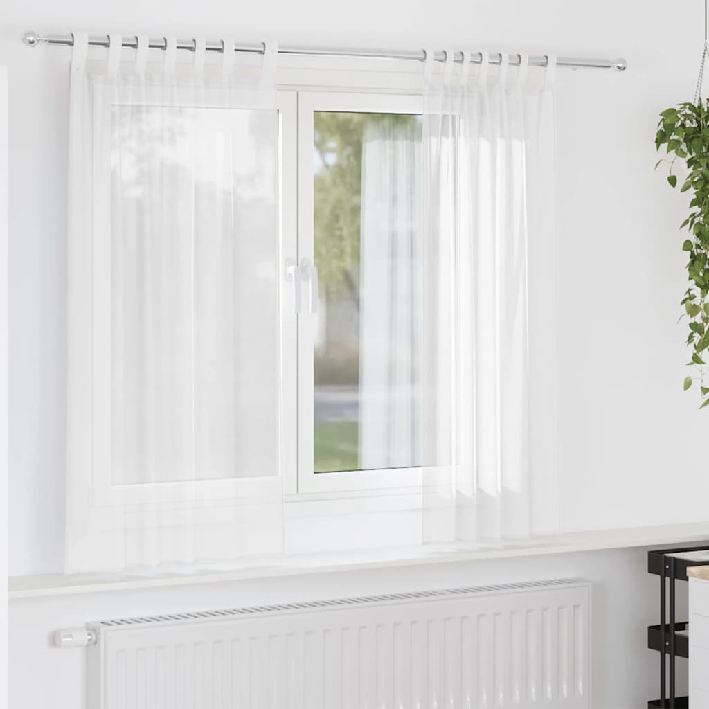 Voilegardiner med hemper 2 stk hvit 140x140 cm vidaXL