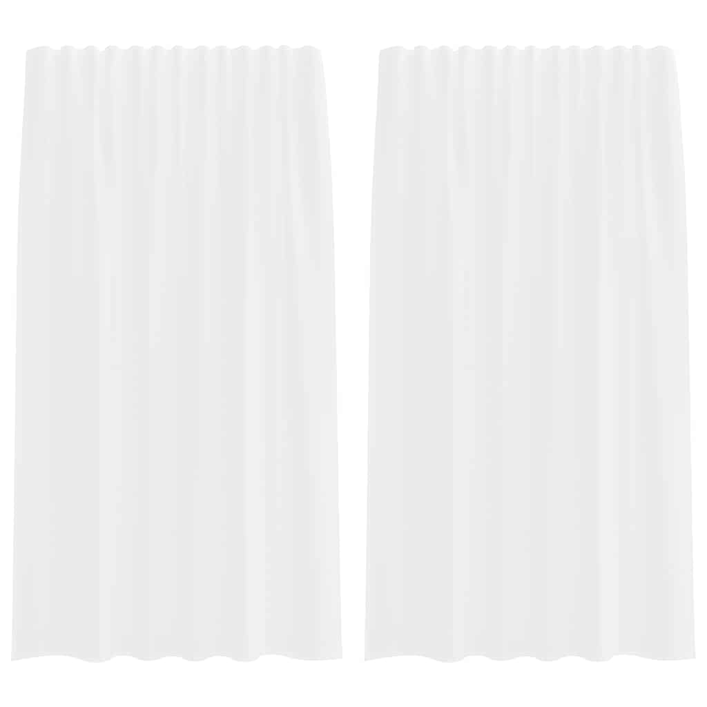 Voilegardiner med hemper 2 stk hvit 140x175 cm