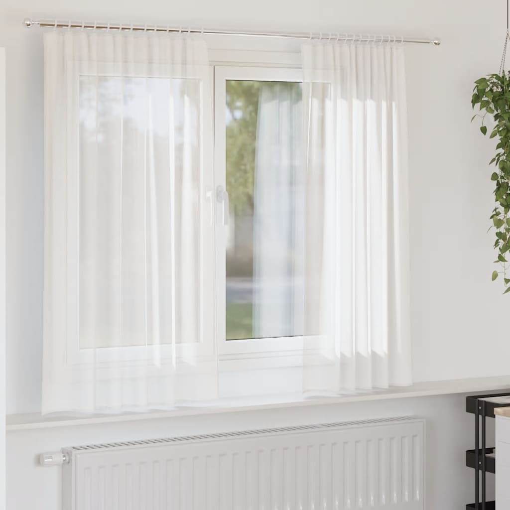 Voilegardiner med hemper 2 stk hvit 140x175 cm