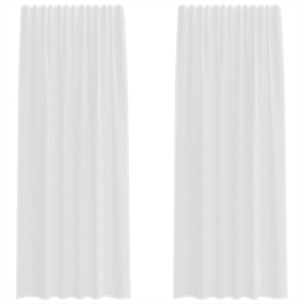 Voilegardiner med hemper 2 stk hvit 140x225 cm