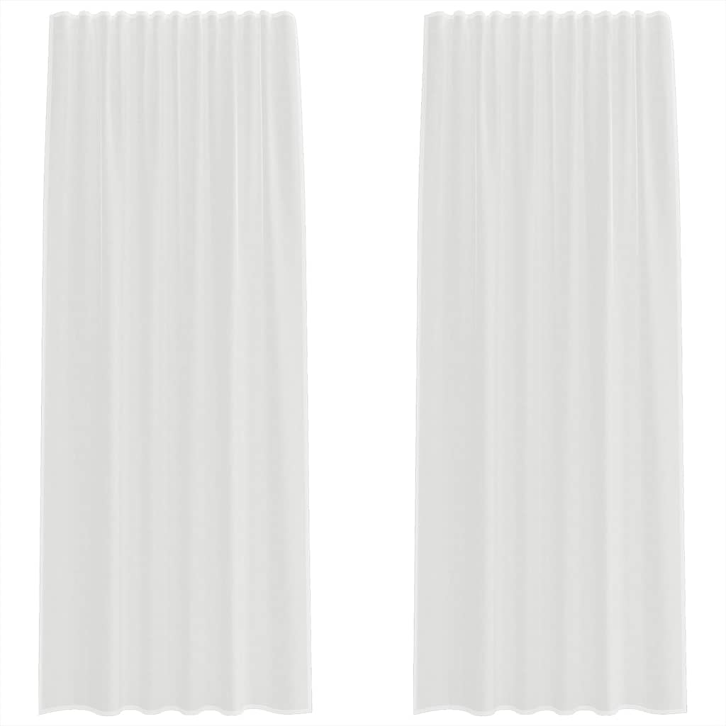 Voilegardiner med hemper 2 stk hvit 140x245 cm