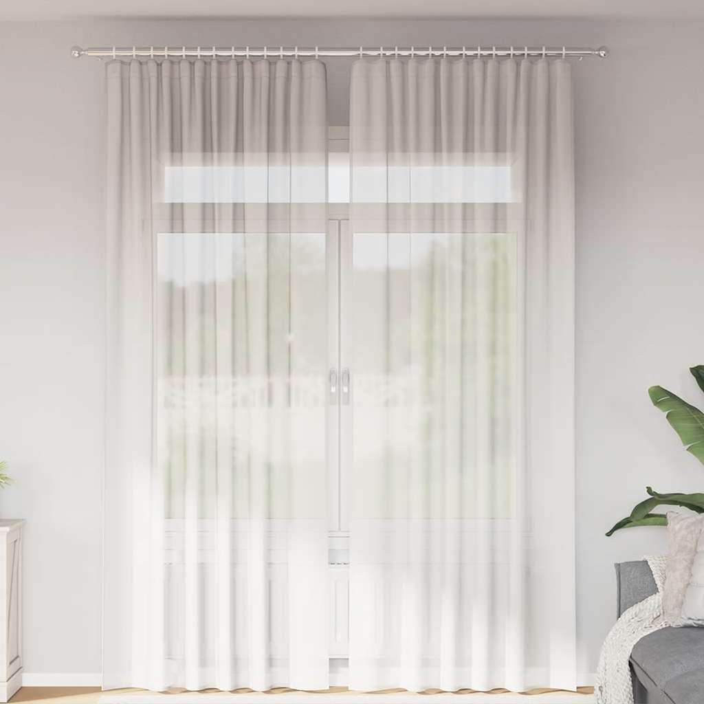 Voilegardiner med hemper 2 stk hvit 140x260 cm