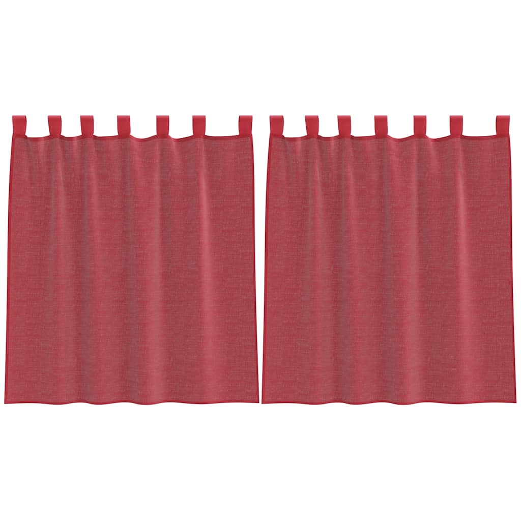Voilegardiner med hemper 2 stk vinrød 140x140 cm