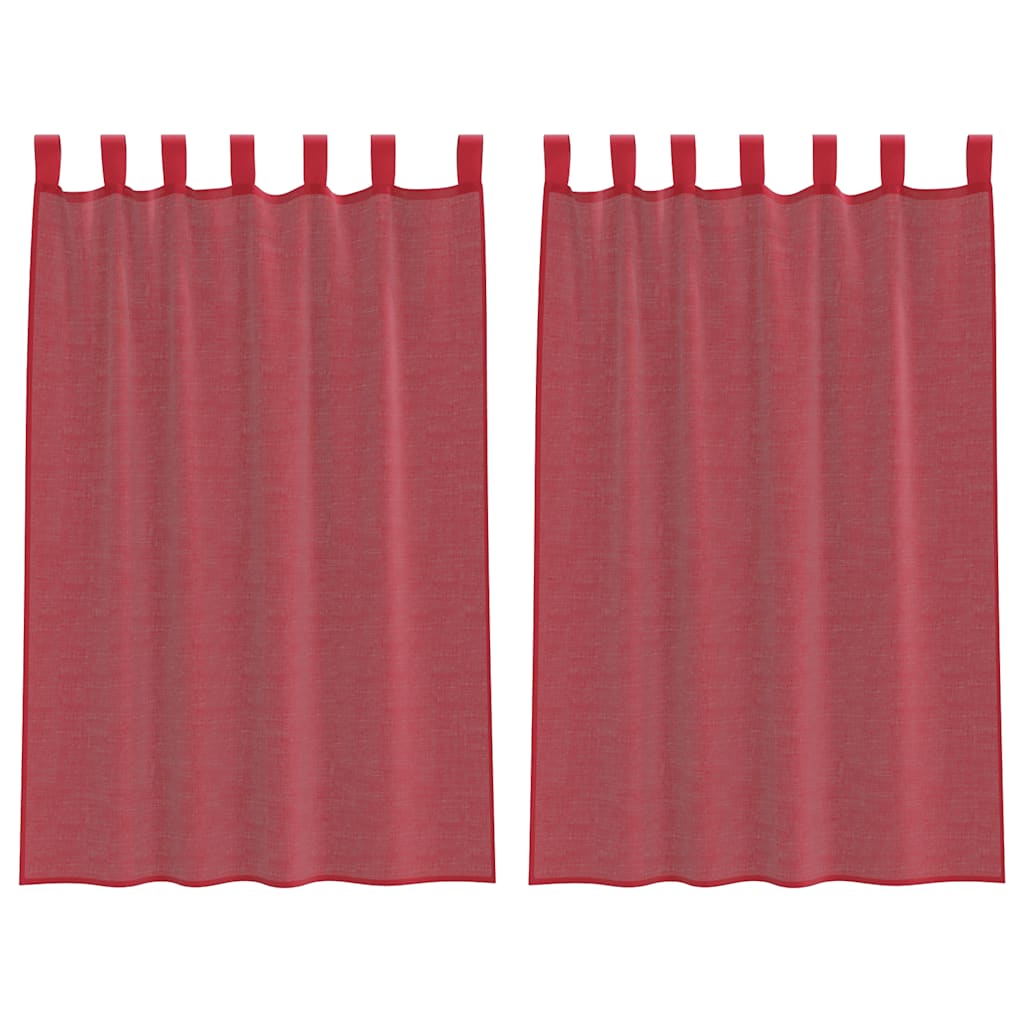 Voilegardiner med hemper 2 stk vinrød 140x175 cm