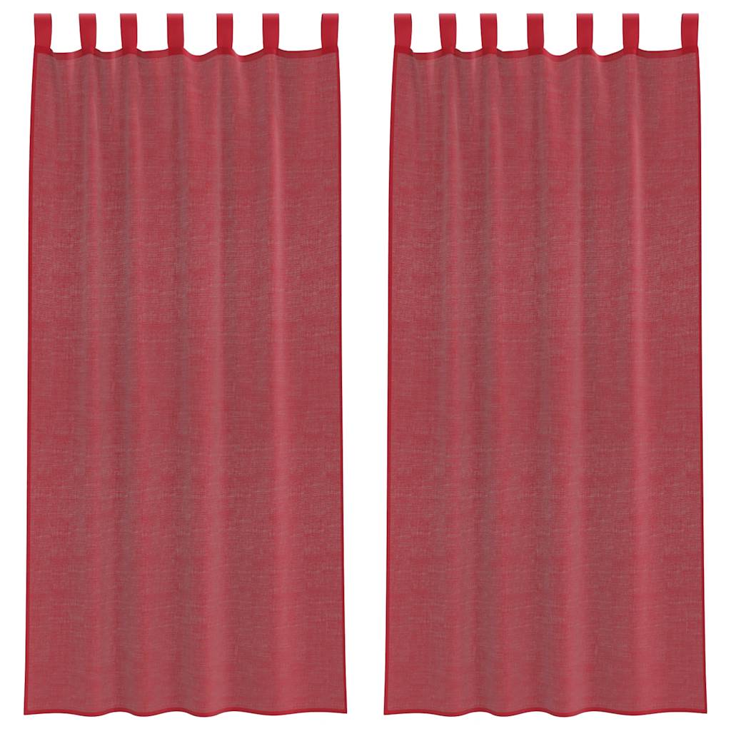 Voilegardiner med hemper 2 stk vinrød 140x225 cm