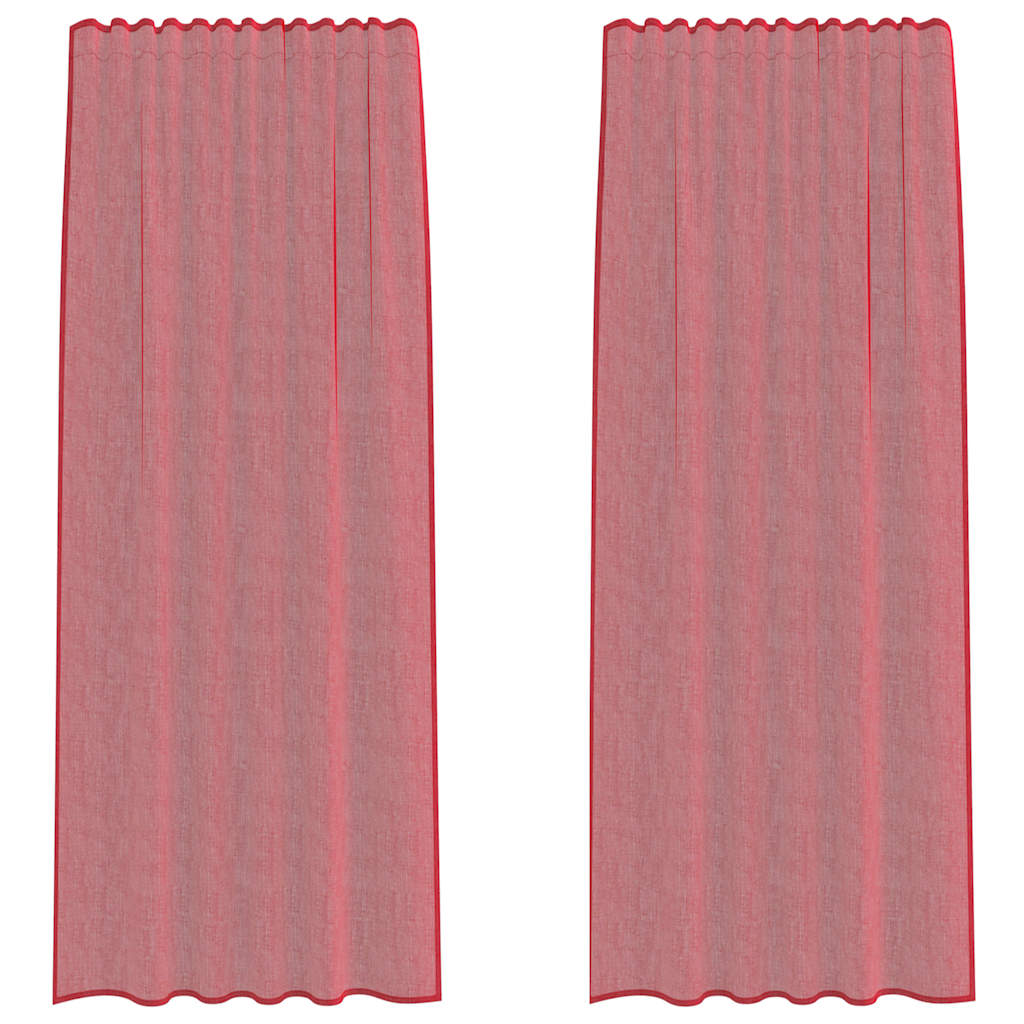 Voilegardiner med hemper 2 stk vinrød 140x245 cm