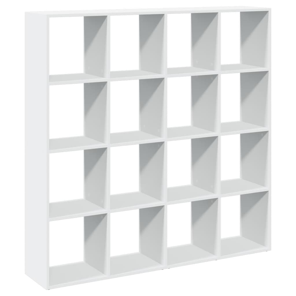 Bokhylle hvit 137,5x29x137,5 cm konstruert tre