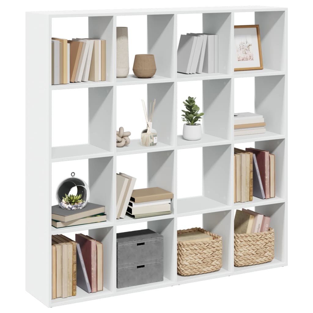 Bokhylle hvit 137,5x29x137,5 cm konstruert tre