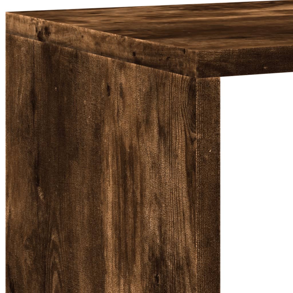 Bokhylle røkt eik 137,5x29x137,5 cm konstruert tre
