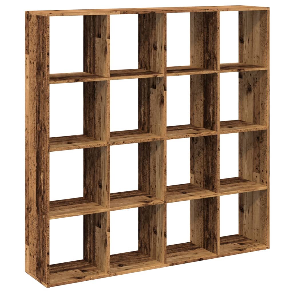Bokhylle gammelt tre 137,5x29x137,5 cm konstruert tre