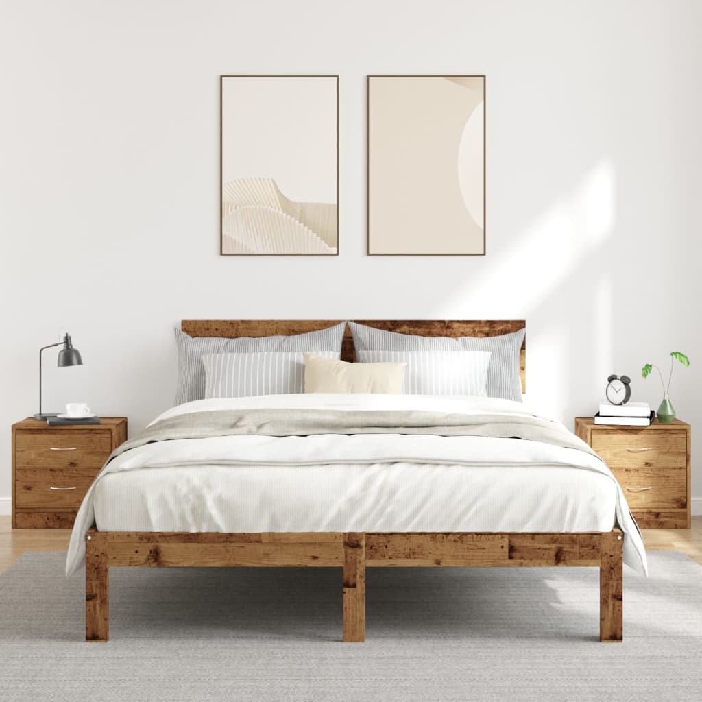 Nattbord 2 stk gammelt tre 40x30x40 cm konstruert tre