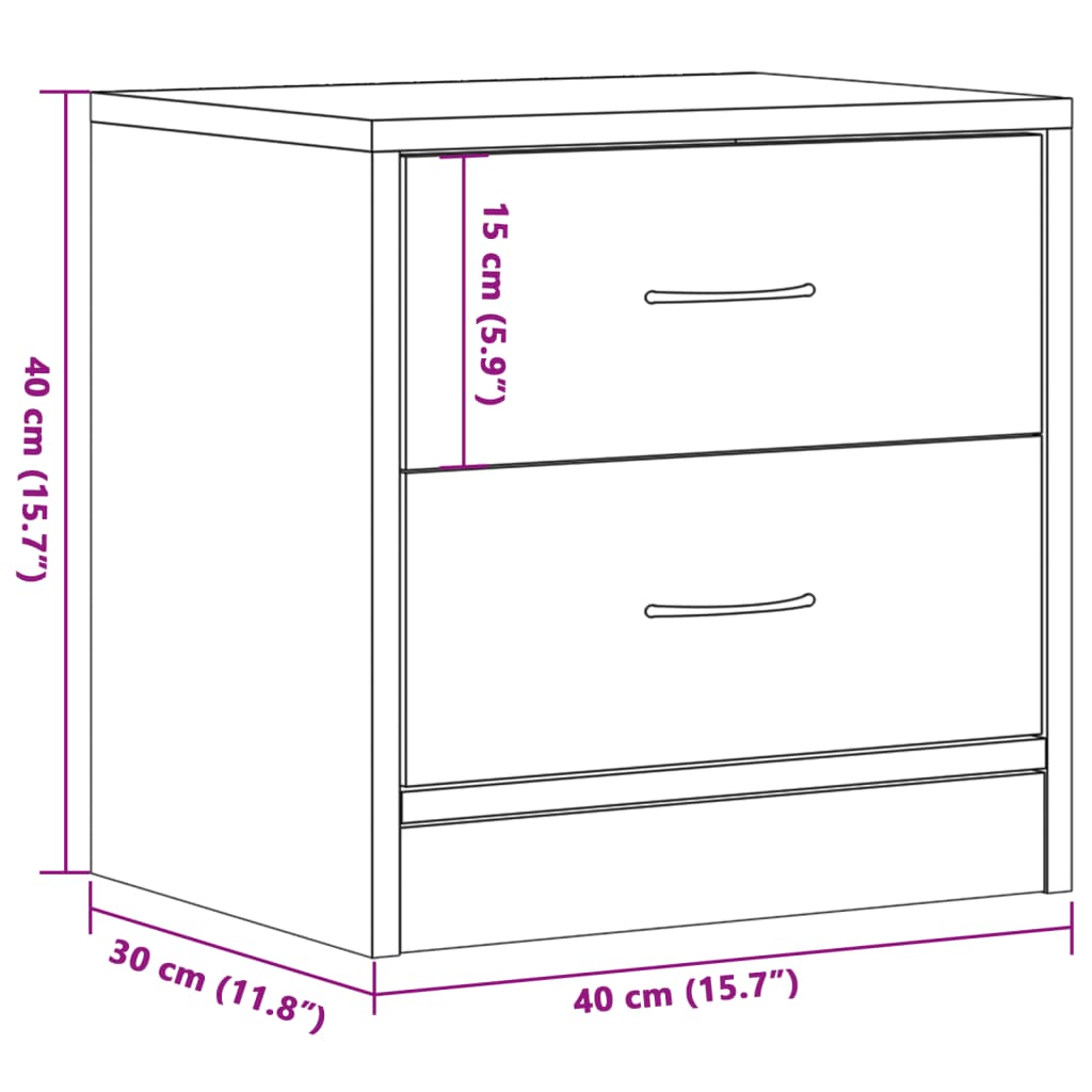 Nattbord 2 stk gammelt tre 40x30x40 cm konstruert tre