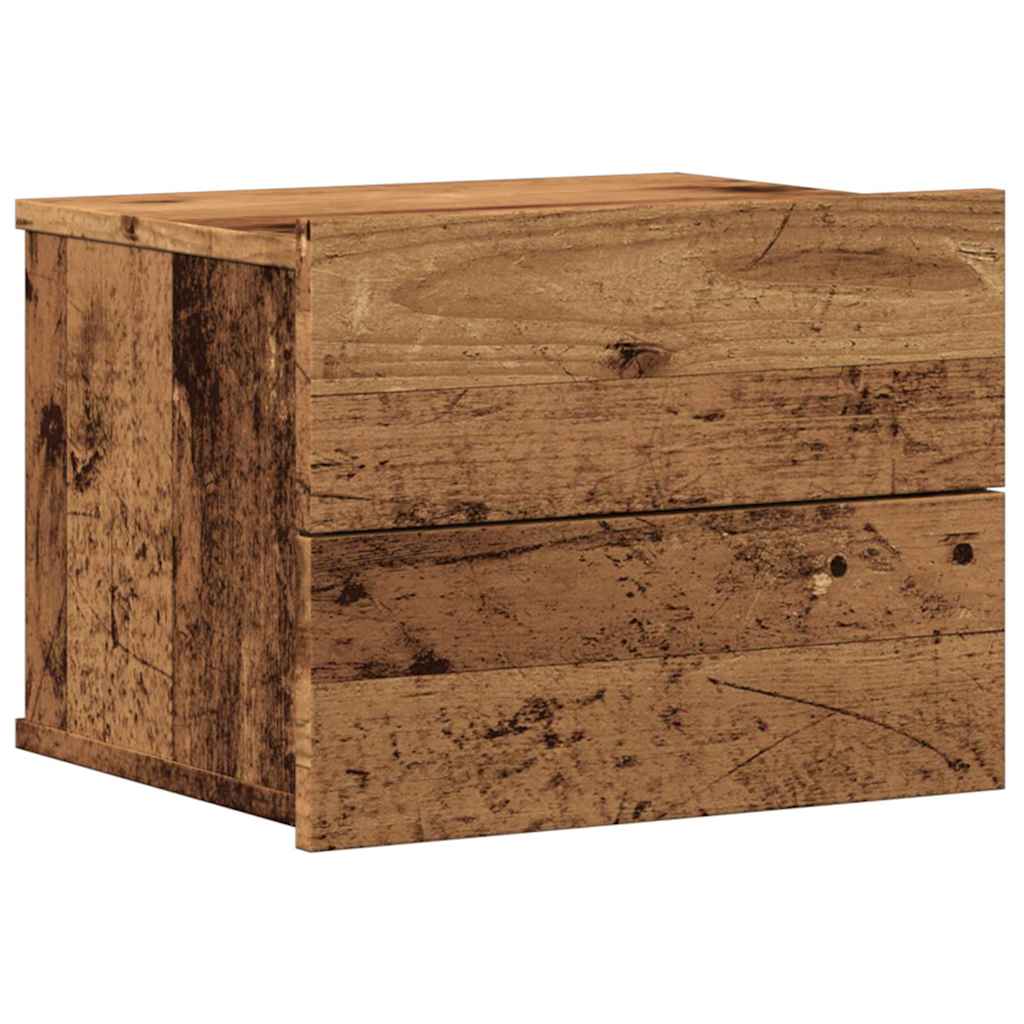 Veggmontert nattbord gammelt tre 40x32x30 cm