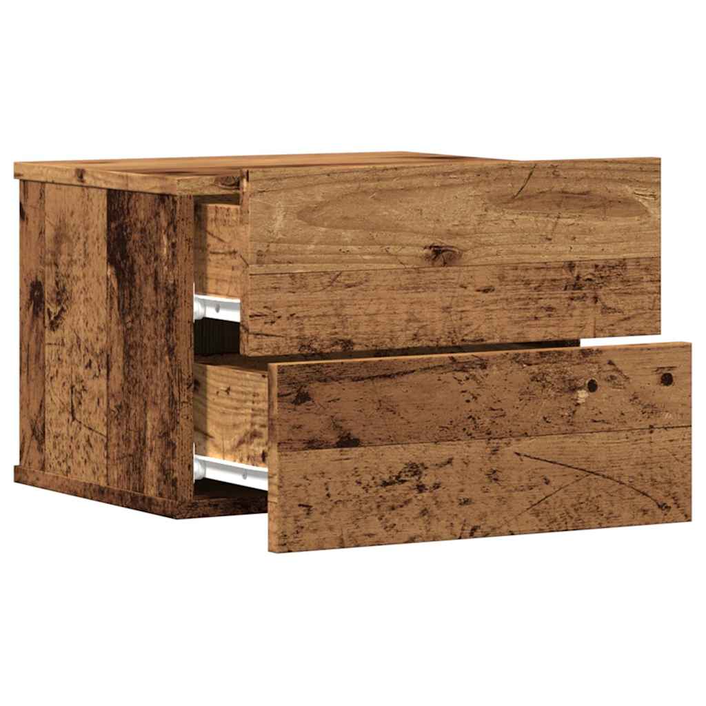 Veggmontert nattbord gammelt tre 40x32x30 cm
