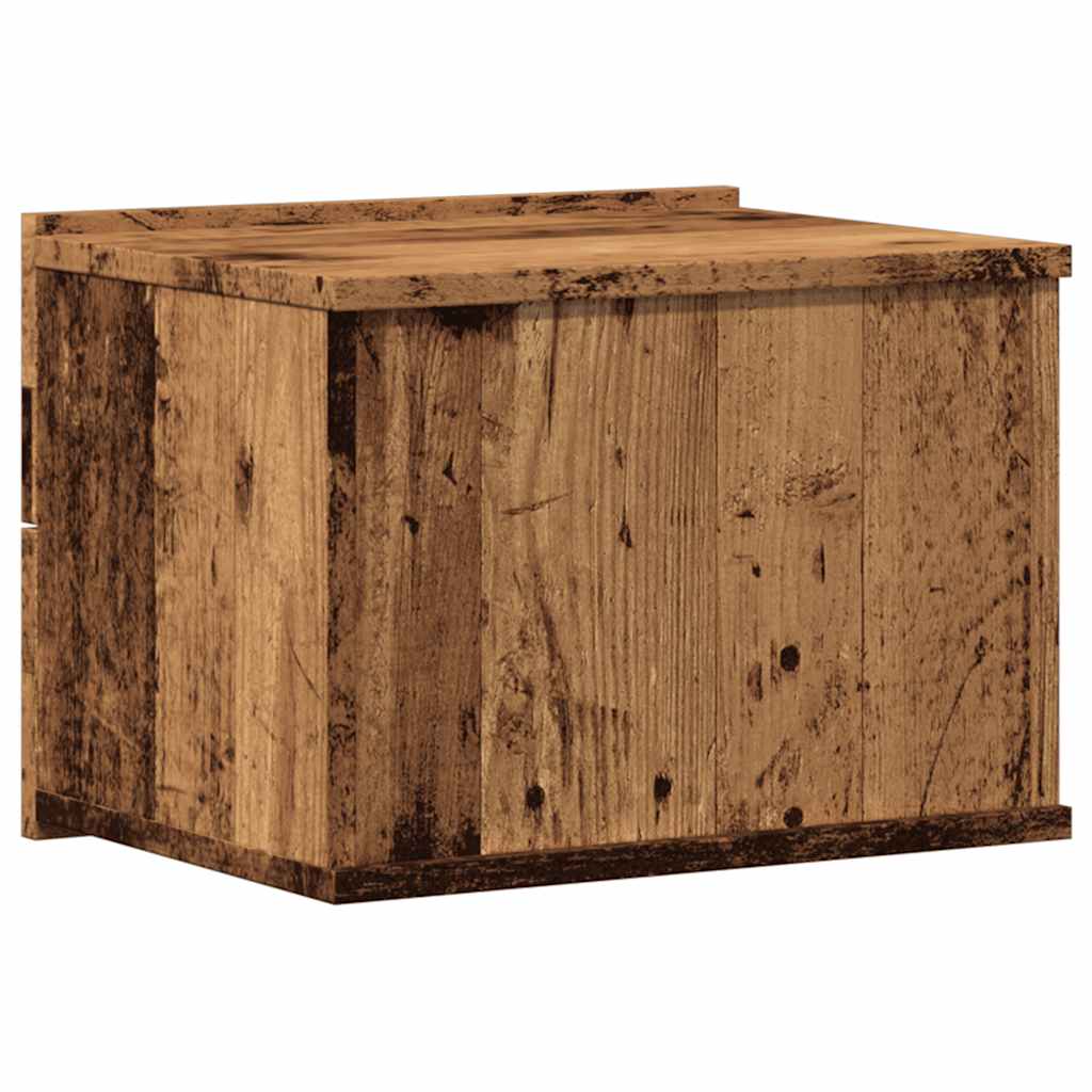Veggmontert nattbord gammelt tre 40x32x30 cm
