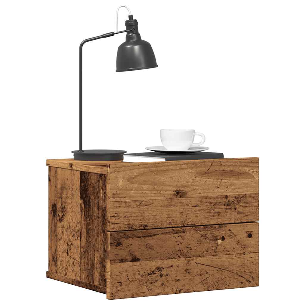 Veggmontert nattbord gammelt tre 40x32x30 cm