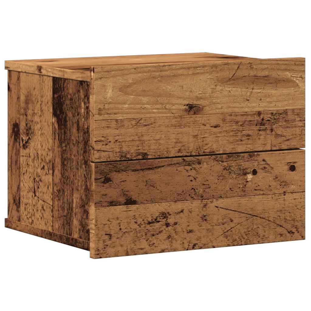 Veggmonterte nattbord 2 stk gammelt tre 40x32x30 cm