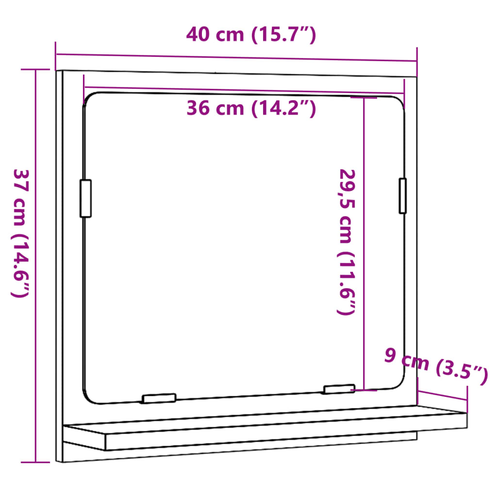 Baderomshylle med speil betonggrå 40x11x37 cm konstruert tre